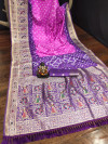 Pink and purple color bandhej silk saree with meenakari weaving work