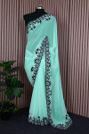 Sky blue color georgette saree with sequence work
