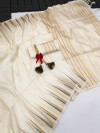 Off white color soft tussar silk saree with zari woven work