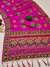 Rani pink color pushmina silk saree with weaving work