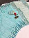 Sky blue color soft tussar silk saree with zari woven work