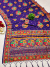 Purple color pushmina silk saree with weaving work