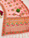 Peach color pushmina silk saree with weaving work