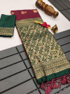 Maroon color soft tussar silk saree with zari weaving work