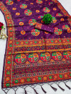 Magenta color pushmina silk saree with weaving work