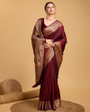 Maroon color soft kanchipuram silk saree with zari weaving work