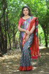 Gray color soft leheriya silk saree with zari weaving work