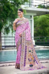 Lavender color patola silk saree with zari weaving work