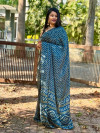 Firoji color dola silk saree with bandhej printed work
