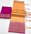 Orange color georgette saree with zari weaving work