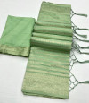 Pista green color georgette saree with zari weaving work