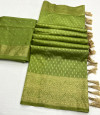 Mahendi green color dola silk saree with zari weaving work