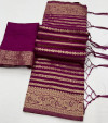 Wine color georgette saree with zari weaving work