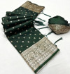Bottle green color soft banarasi silk saree with zari weaving work
