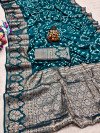 Rama green color bandhej silk saree zari weaving work