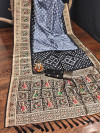 Gray and black color bandhej silk saree with meenakari weaving work