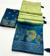 Pista green and firoji color dola silk saree with zari weaving work