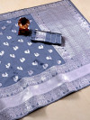 Gray color silk saree with zari weaving work