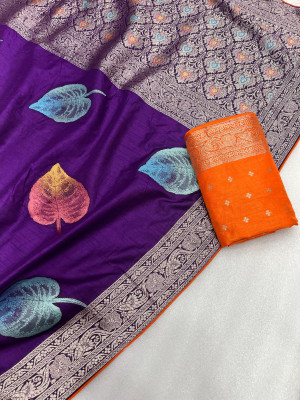 Magenta color soft dola silk saree with meenakari weaving work