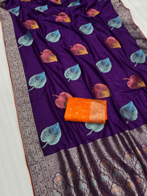 Magenta color soft dola silk saree with meenakari weaving work