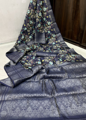 Lavender color soft silk  saree with zari weaving work