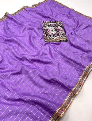 Lavender color soft mangalagiri cotton saree with sequence work