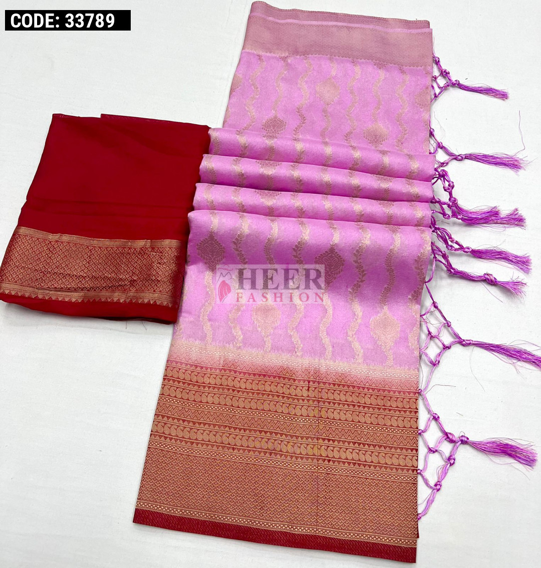Gulabi Glow Baby Pink Gauze Linen Saree