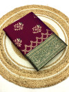 Wine traditional banarasi silk saree with zari weaving work