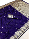 Navy blue traditional banarasi silk saree with zari weaving work