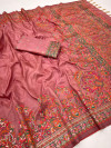 Dusty pink rajwadi viscose pashmina silk weaving saree with lagdi patta pallu