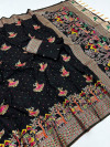 Black rajwadi viscose pashmina silk weaving saree with lagdi patta pallu