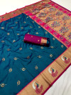 Firoji traditional peacock pallu paithani silk saree with zari weaving work