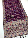 Wine banarasi silk saree with meenakari zari weaving work