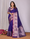 Purple premium soft banarasi silk saree with zari weaving work