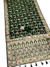 Dark green banarasi silk saree with meenakari zari weaving work