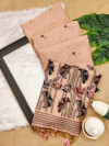 Peach premium muga cotton saree with jamdani weaving work
