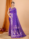 Purple premium banarasi silk saree with zari weaving work