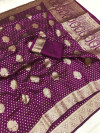 Wine traditional banarasi silk saree with zari weaving work