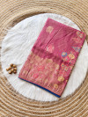 Dusty pink viscose dola silk saree with zari weaving work