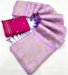 Light lavender designer viscose dola silk saree with meenakari zari weaving work