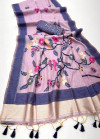 Lavender premium muga silk saree with meenakari weaving work