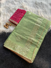 Pista green summer special banarasi kota silk saree with hand gota patti work