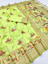 Parrot green rajwadi viscose pashmina silk weaving saree with lagdi patta pallu