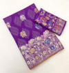 Lavender viscose dola silk saree with zari weaving work