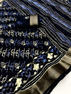 Black batik printed handloom cotton saree