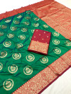 Green traditional banarasi silk saree with zari weaving work