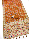 Brown banarasi silk saree with meenakari zari weaving work