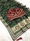Green traditional blooming vichitra khadi bandhej silk saree with sequence work