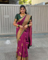 Magenta banarasi silk saree with zari weaving work