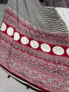 Black and white fancy digital printed crepe silk saree
